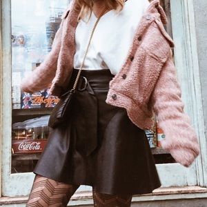 faux leather shirt skirt with silver accents